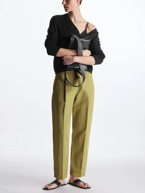 COS Pleated Linen Trousers Size EUR 38